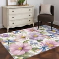 thumbnail image 1 of Area Rug 48×72in, Oil Painting Style Flowers Dragonfly Floor Carpet Living Room Rug, Purple Pink Floral Non-Slip Welcome Mat Indoor Rugs for Bedroom Dining Room, 1 of 9