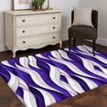 thumbnail image 1 of Area Rug 48×72in, Purple White Wavy Lines Floor Carpet Living Room Rug, Modern Abstract Stripes Non-Slip Welcome Mat Indoor Rugs for Bedroom Dining Room, 1 of 9