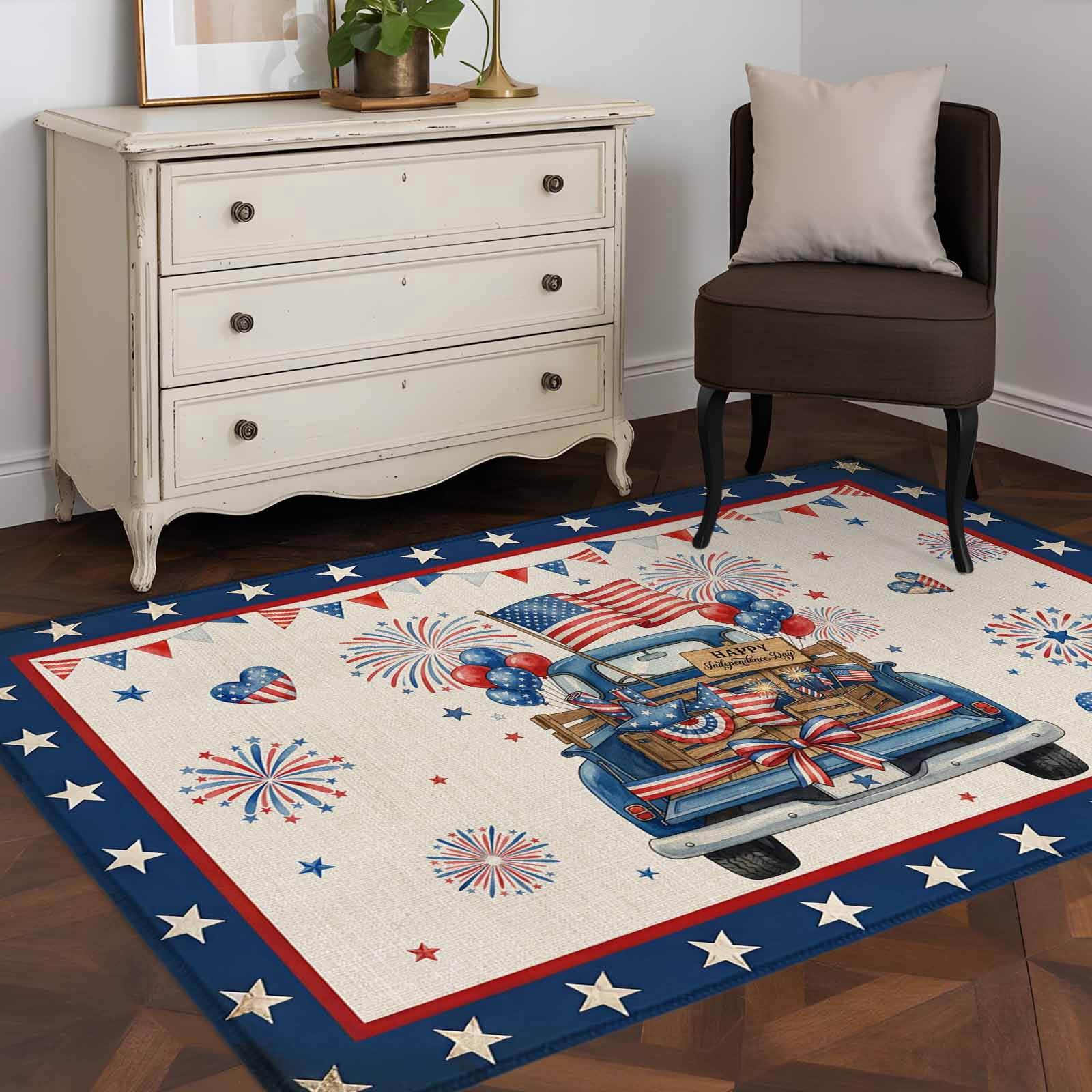 Democrat Rug Area Rug 48×72in, Retro Independence Day American Flag Floor Carpet ...