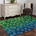 thumbnail image 1 of Area Rug 48×72in, Retro Peacock Texture Pattern Floor Carpet Living Room Rug, Green Blue Non-Slip Welcome Mat Indoor Rugs for Bedroom Dining Room, 1 of 9