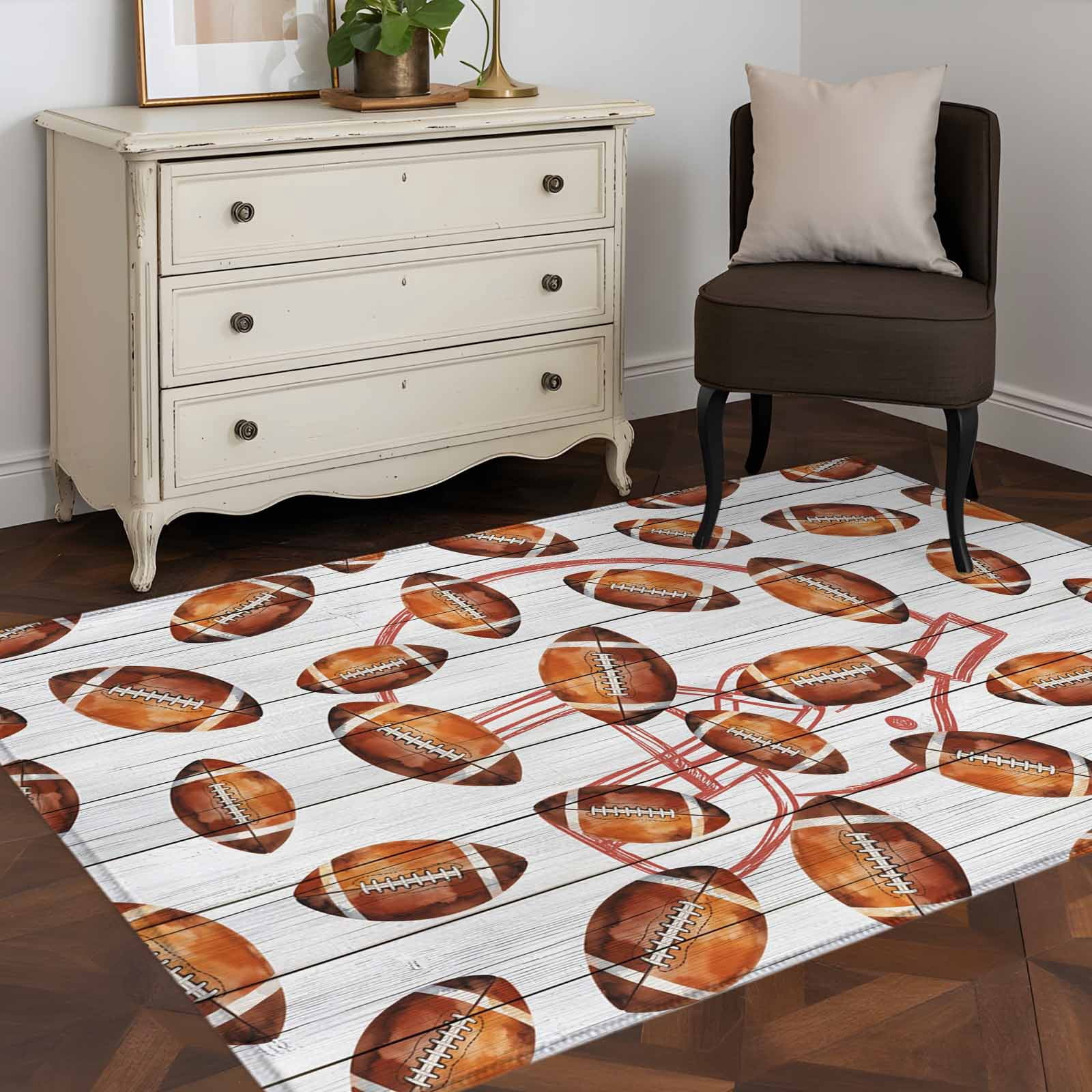 Area Rug 48×72in, Rugby Helmet Buffalo Plaid Floor Carpet Living Room ...