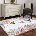 thumbnail image 1 of Area Rug 48×72in, Spring Watercolor Flower Hummingbird Floor Carpet Living Room Rug, Garden Floral Art Non-Slip Welcome Mat Indoor Rugs for Bedroom Dining Room, 1 of 9