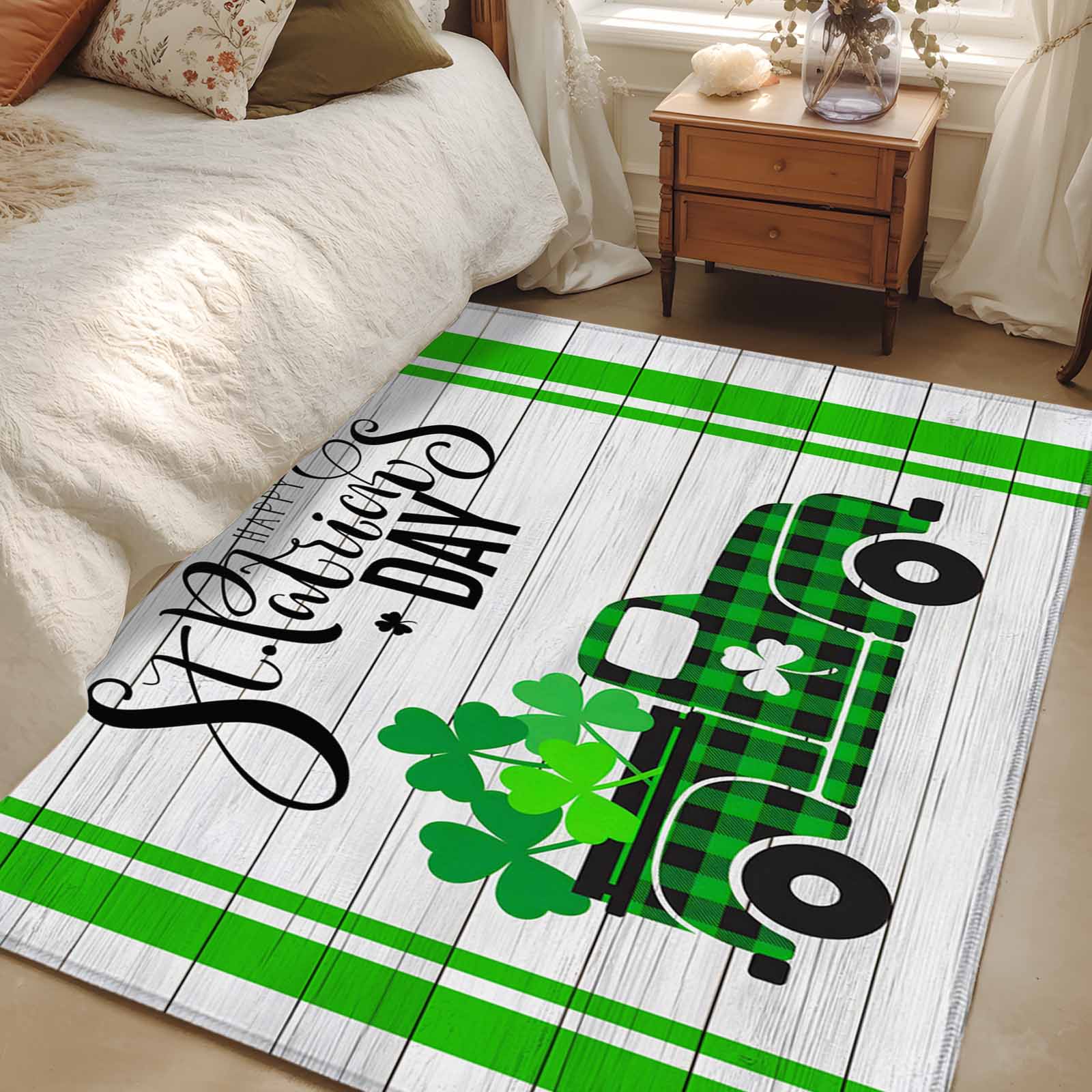 Coins Area Rug Area Rug 48×72in, St. Patrick's Day Green Truck with Gold Coin Floor ...