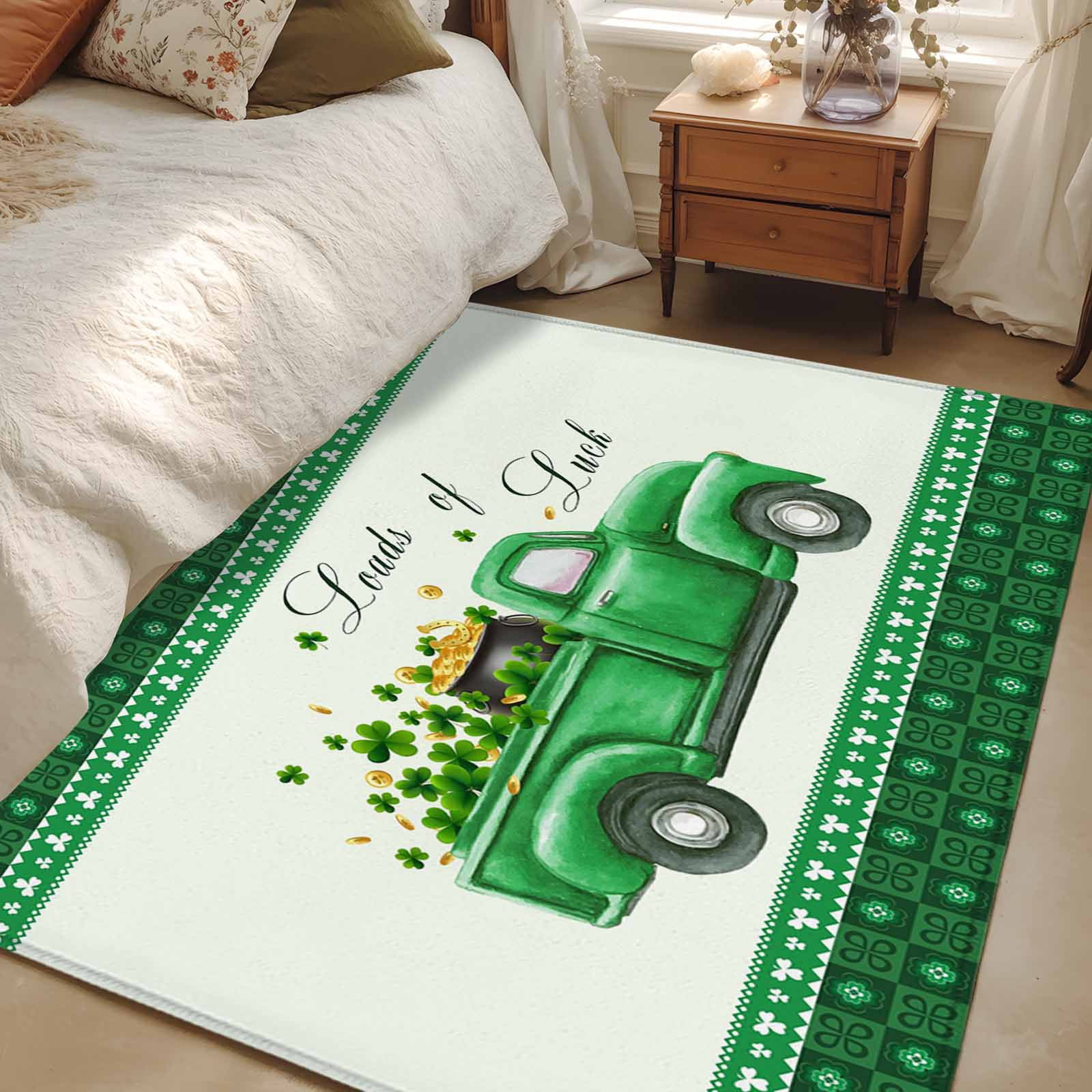 Coins Area Rug Area Rug 48×72in, St. Patrick's Day Truck with Gold Coin Floor Carpet ...