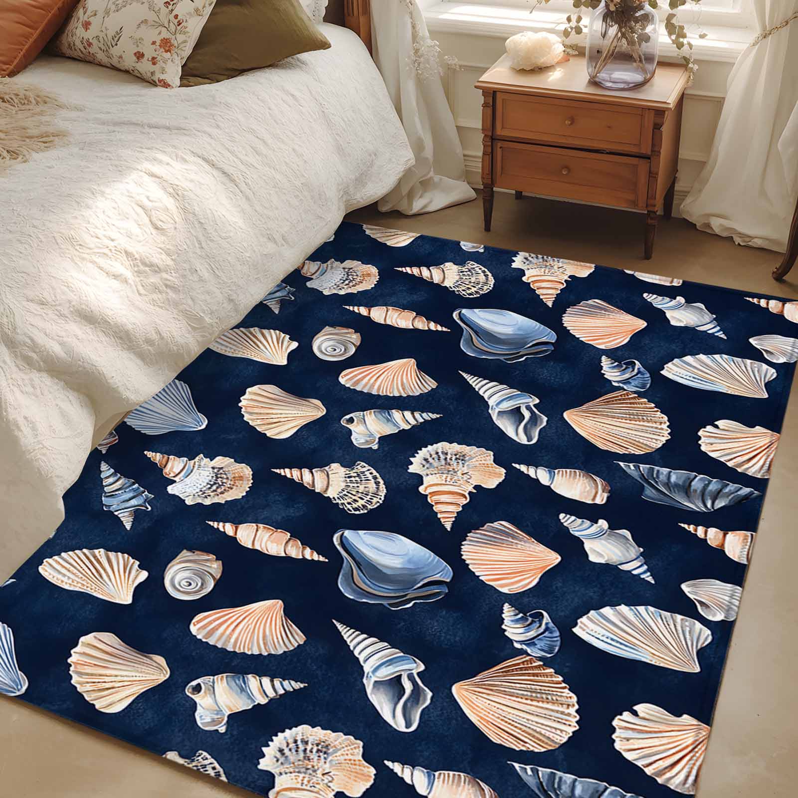 Area Rug 48×72in, Summary Ocean Shell Conch Seamless Floor Carpet ...
