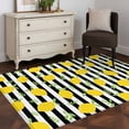 thumbnail image 1 of Area Rug 48×72in, Summer Farmhouses Lemons Leaves Floor Carpet Living Room Rug, Black White Stripe Non-Slip Welcome Mat Indoor Rugs for Bedroom Dining Room, 1 of 9