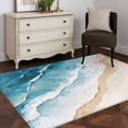 thumbnail image 1 of Area Rug 48×72in, Summer Gradient Blue-green Brown Waves Floor Carpet Living Room Rug, Seaside Beach Non-Slip Welcome Mat Indoor Rugs for Bedroom Dining Room, 1 of 9
