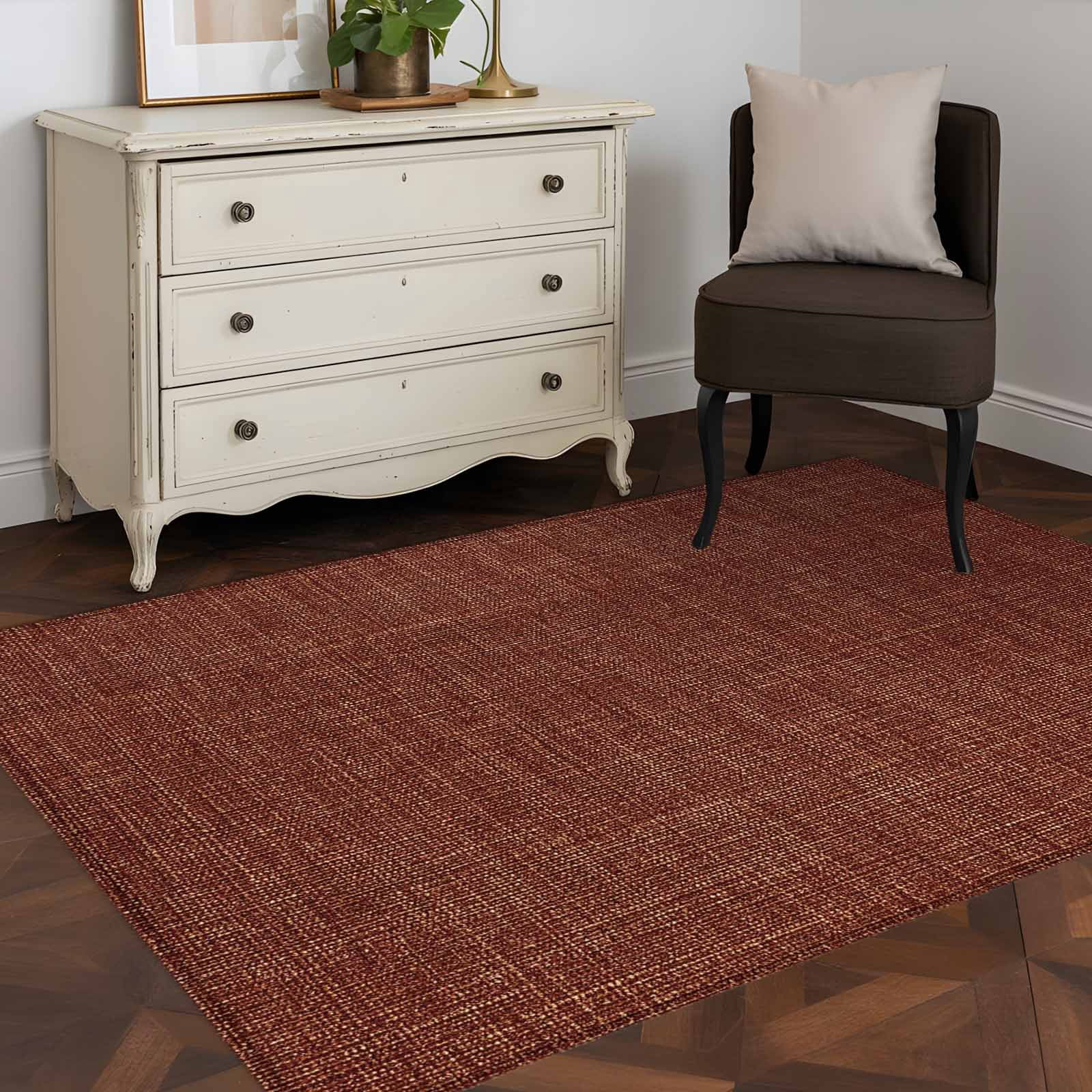 Area Rug 48×72in, Vintage Dark Brown Linen Floor Carpet Living Room Rug ...