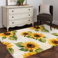 thumbnail image 1 of Area Rug 48×72in, Vintage Watercolor Sunflower Floor Carpet Living Room Rug, Pastoral Blossom Floral Non-Slip Welcome Mat Indoor Rugs for Bedroom Dining Room, 1 of 9