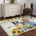 thumbnail image 1 of Area Rug 48×72in, Watercolor Country Dogs Floor Carpet Living Room Rug, Sunflowers Daisy on Wood Non-Slip Welcome Mat Indoor Rugs for Bedroom Dining Room, 1 of 9