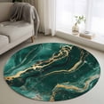 thumbnail image 1 of Area Rug 48in, Abstract Marble Stone Texture Floor Carpet Living Room Rug, Green Gold Striped Non-Slip Welcome Mat Indoor Rugs for Bedroom Dining Room, 1 of 9