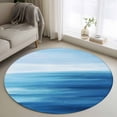 thumbnail image 1 of Area Rug 48in, Abstract Minimalism Blue Ocean Waves Floor Carpet Living Room Rug, Aqua Theme Non-Slip Welcome Mat Indoor Rugs for Bedroom Dining Room, 1 of 9