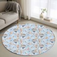 thumbnail image 1 of Area Rug 48in, Blue Snowman Christmas Shell Pearl Floor Carpet Living Room Rug, Sea Starfish Conch Seamless Non-Slip Welcome Mat Indoor Rugs for Bedroom Dining Room, 1 of 9