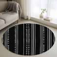 thumbnail image 1 of Area Rug 48in, Bohemian Geometric Style Floor Carpet Living Room Rug, Black White Art Ethnic Striped Non-Slip Welcome Mat Indoor Rugs for Bedroom Dining Room, 1 of 9