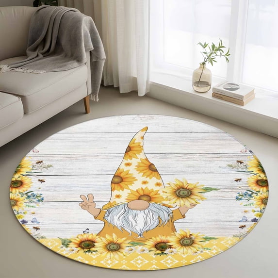 Area Rug 48in, Cute Sunflower Dwarf Floor Carpet Living Room Rug, Farm ...