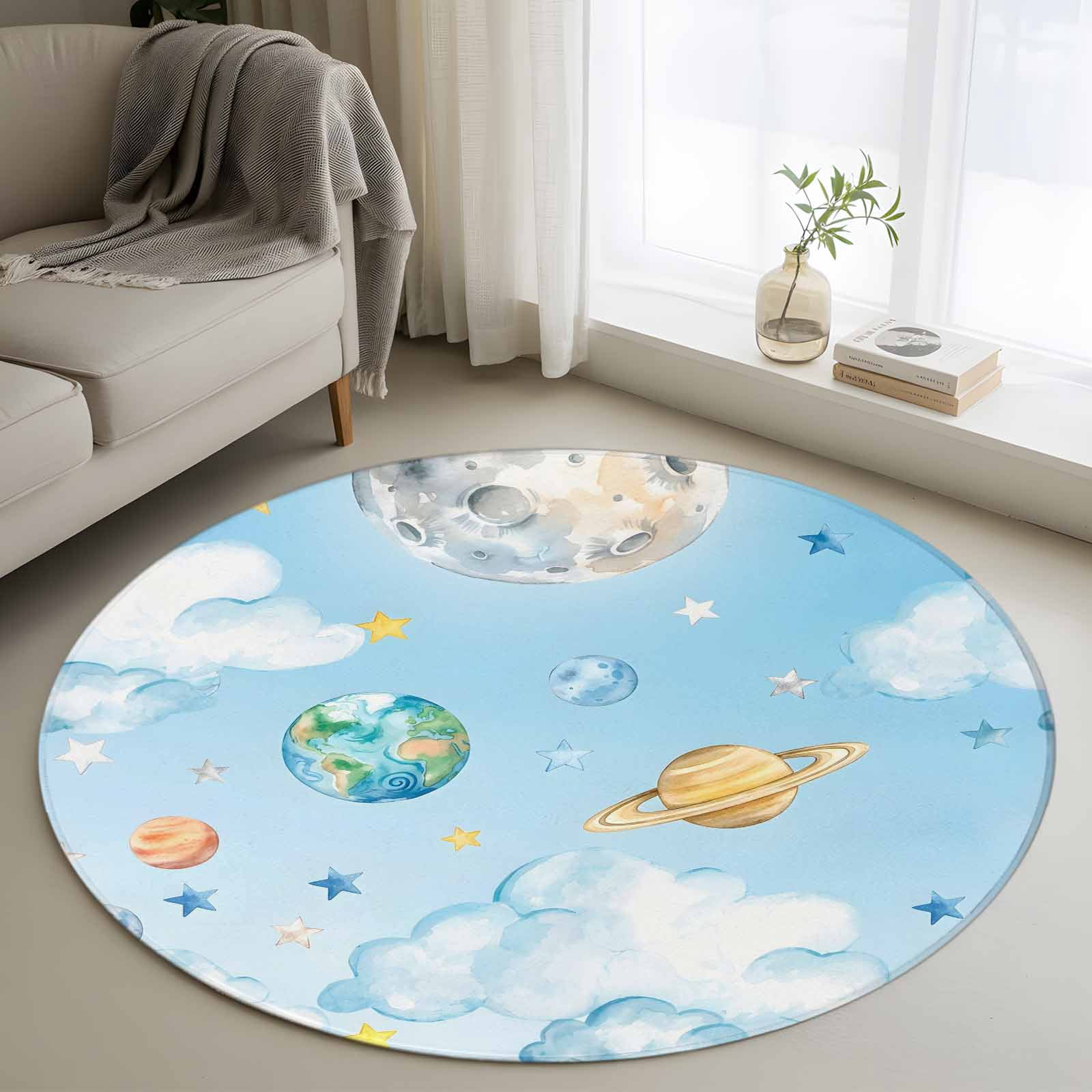 Universe Rug Area Rug 48in, Fantasy Universe Planet Cloud Floor Carpet Living Room ...