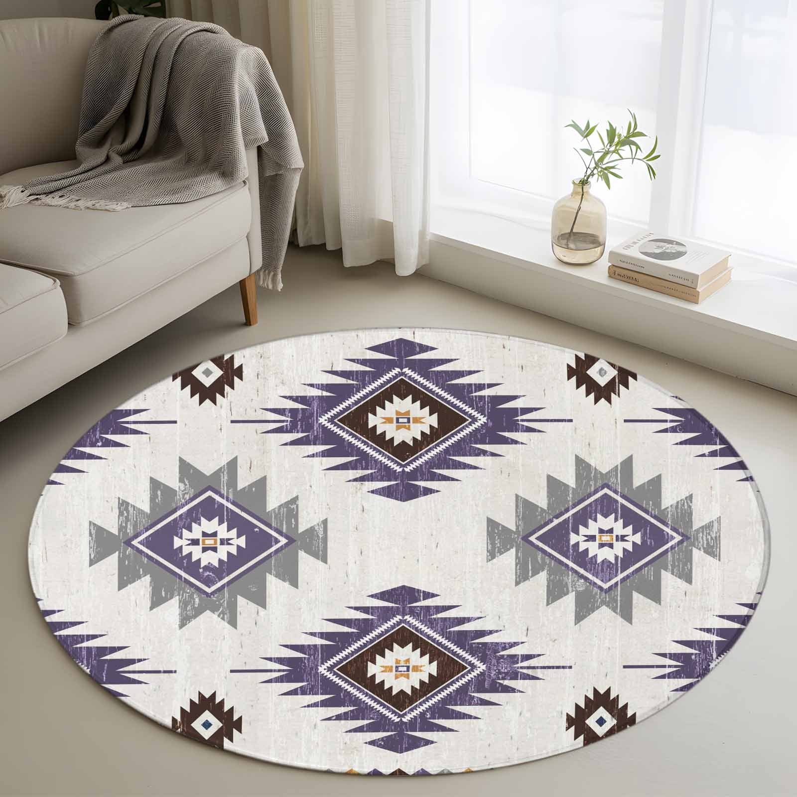 Area Rug 48in, Farm Aztec Pattern Floor Carpet Living Room Rug ...