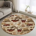 thumbnail image 1 of Area Rug 48in, Farmhouses Trucks Cows Cock Floor Carpet Living Room Rug, Animal on Retro Paper Non-Slip Welcome Mat Indoor Rugs for Bedroom Dining Room, 1 of 9