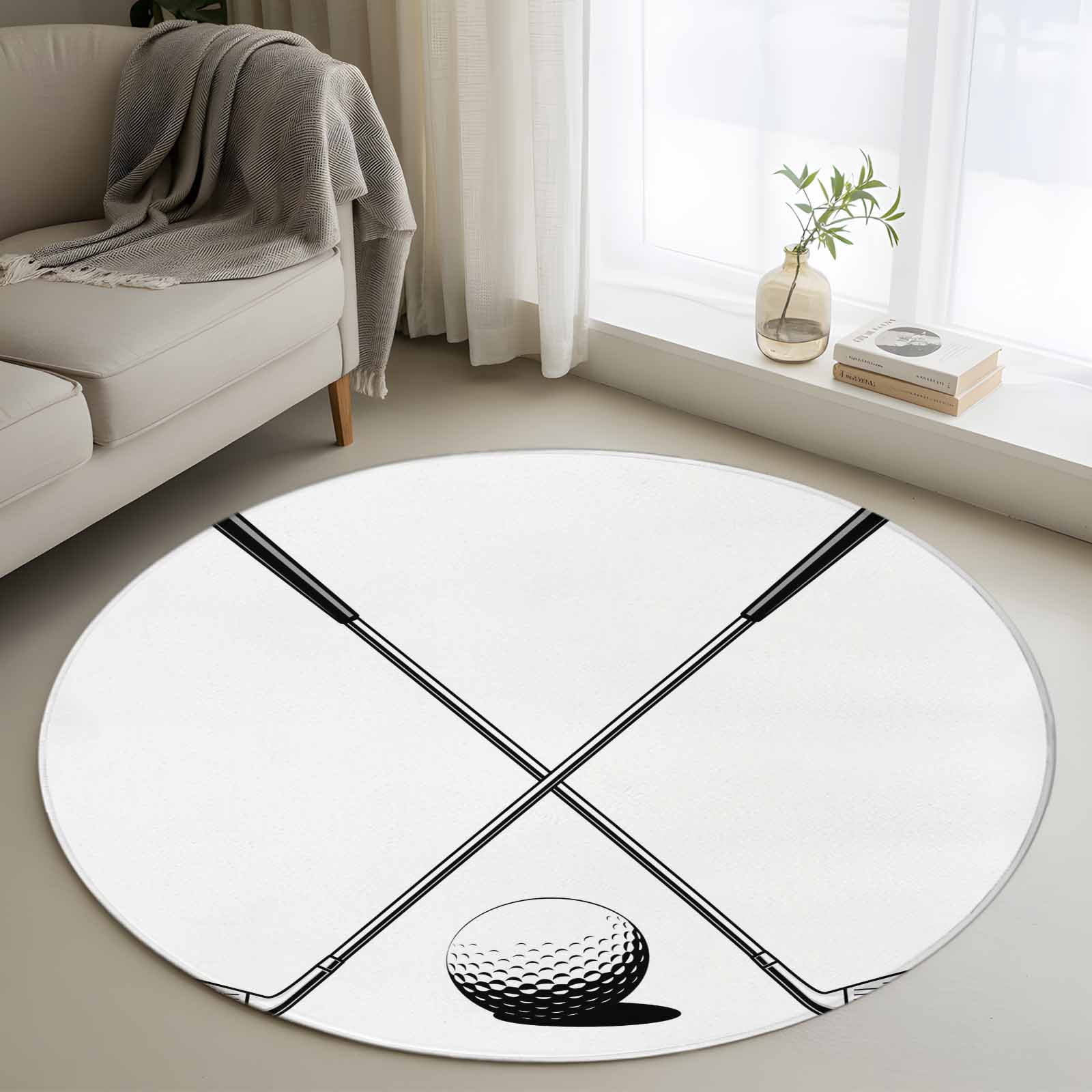 Golf Ramp Rug Area Rug 48in, Golf Ball Club Floor Carpet Living Room Rug, Classic ...