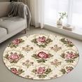 thumbnail image 1 of Area Rug 48in, Gradient Red Blossom Floral Floor Carpet Living Room Rug, Delicate Golden Pattern Non-Slip Welcome Mat Indoor Rugs for Bedroom Dining Room, 1 of 9