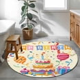 thumbnail image 1 of Area Rug 48in, Happy Birthday Cake Balloon Firework Floor Carpet Living Room Rug, Celebration Non-Slip Welcome Mat Indoor Rugs for Bedroom Dining Room, 1 of 9