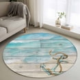 thumbnail image 1 of Area Rug 48in, Marine Nautical Anchor Farm Wood Grain Floor Carpet Living Room Rug, Ocean Beach Theme Non-Slip Welcome Mat Indoor Rugs for Bedroom Dining Room, 1 of 9