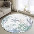thumbnail image 1 of Area Rug 48in, Marine Starfish Coral Seaweed Floor Carpet Living Room Rug, Watercolor Ocean Shell Conch Non-Slip Welcome Mat Indoor Rugs for Bedroom Dining Room, 1 of 9