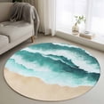 thumbnail image 1 of Area Rug 48in, Ombre Turquoise Ocean Wavy Beach Floor Carpet Living Room Rug, Abstract Wavy Texture Non-Slip Welcome Mat Indoor Rugs for Bedroom Dining Room, 1 of 9