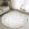 thumbnail image 1 of Area Rug 48in, Pastoral Wildflower Herbs Plant Floor Carpet Living Room Rug, Farmhouse Floral on White Non-Slip Welcome Mat Indoor Rugs for Bedroom Dining Room, 1 of 9