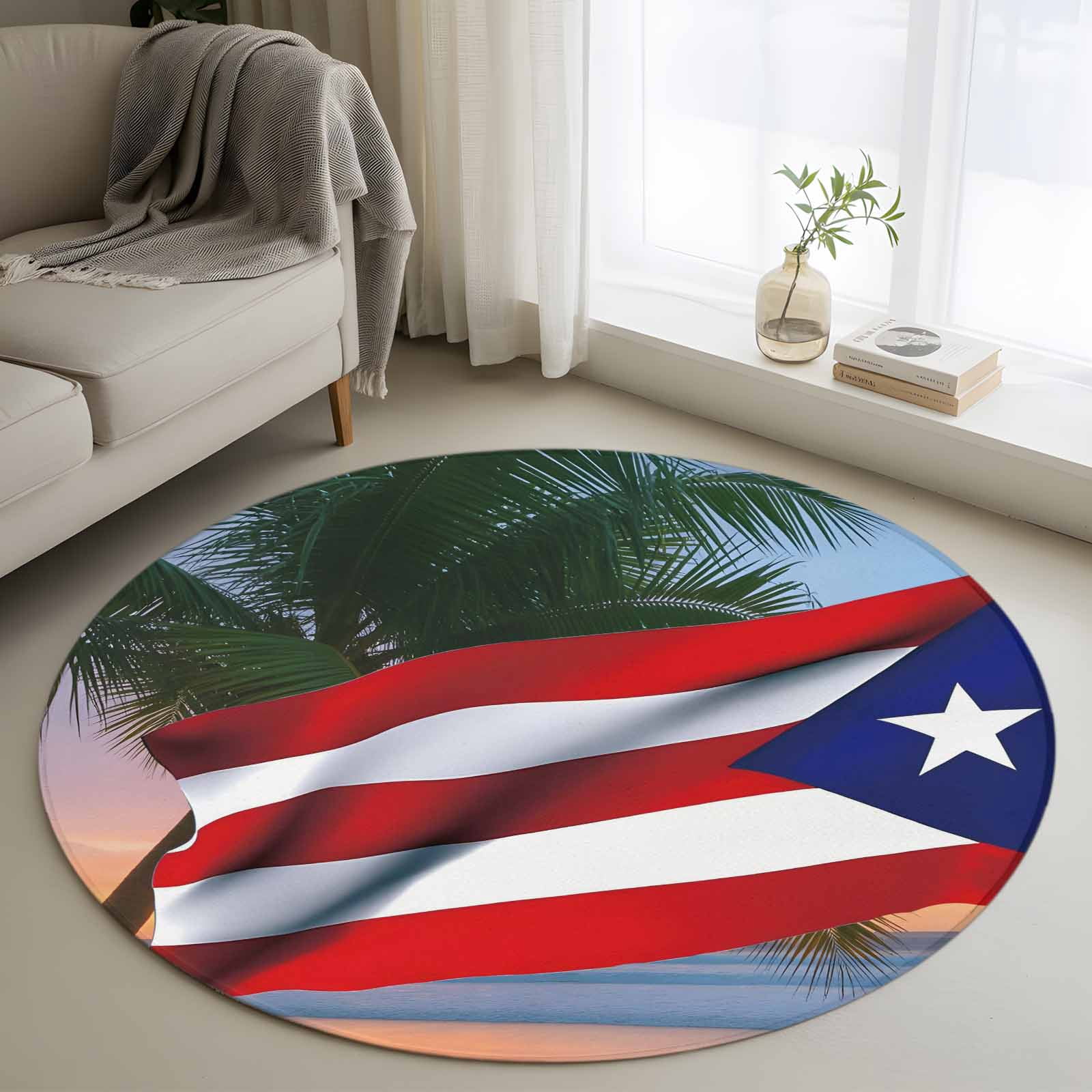 Puerto Rican Rug Designs Area Rug 48in, Puerto Rico Flag Star Floor Carpet Living Room Rug ...