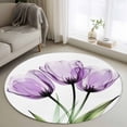 thumbnail image 1 of Area Rug 48in, Purple Tulip Blossom Flower Floor Carpet Living Room Rug, Spring Abstract Floral Green Leaf Non-Slip Welcome Mat Indoor Rugs for Bedroom Dining Room, 1 of 9