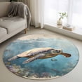 thumbnail image 1 of Area Rug 48in, Retro Ocean Sea Turtle Coral Reef Floor Carpet Living Room Rug, Underwater World Animal Non-Slip Welcome Mat Indoor Rugs for Bedroom Dining Room, 1 of 9
