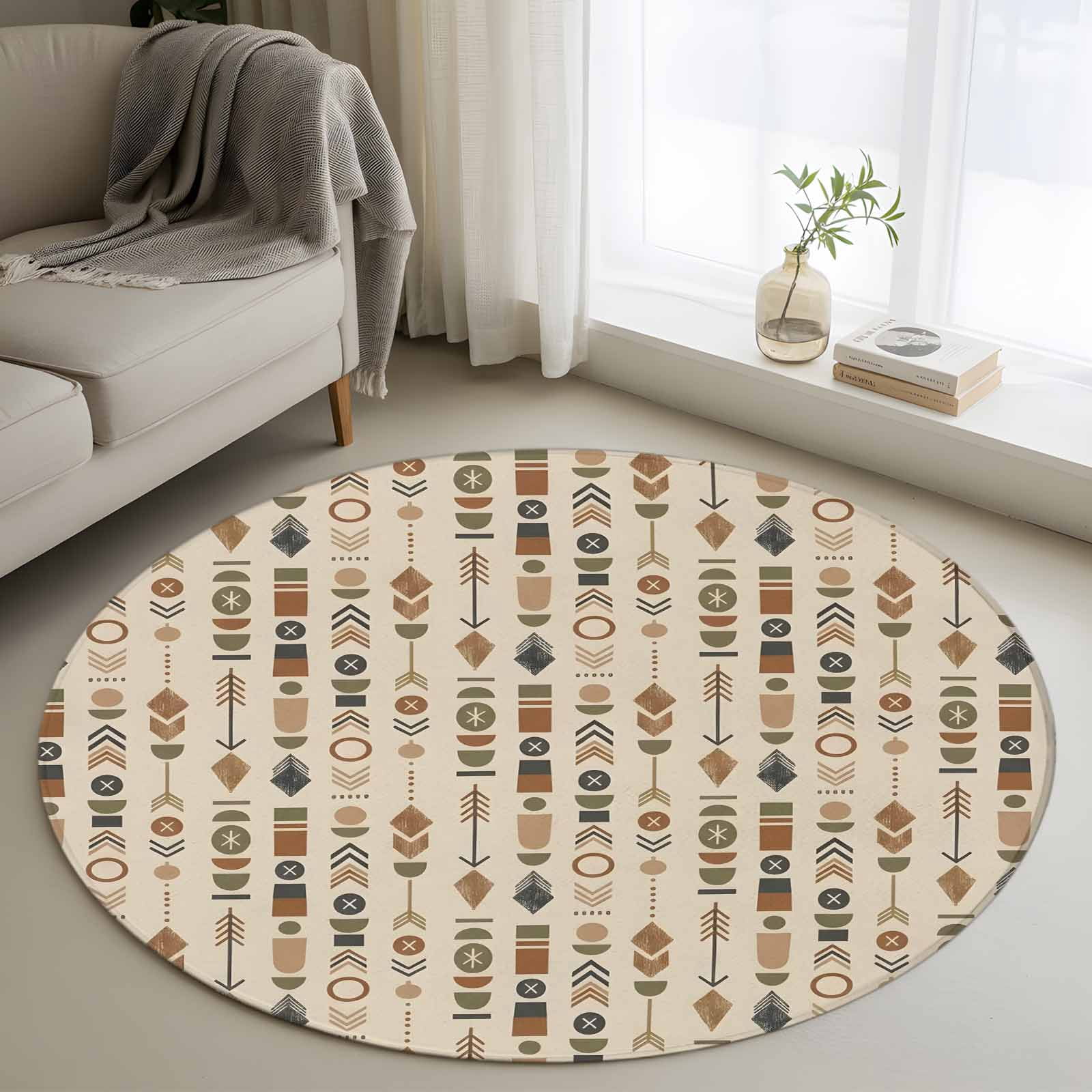Area Rug 48in, Rustic Aztec Pattern Floor Carpet Living Room Rug ...