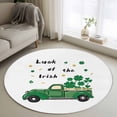 thumbnail image 1 of Area Rug 48in, Saint Patrick's Day Green Irish Shamrock Leaf Truck Floor Carpet Living Room Rug, White Non-Slip Welcome Mat Indoor Rugs for Bedroom Dining Room, 1 of 9