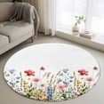 thumbnail image 1 of Area Rug 48in, Spring Colorful Flower Garden Leaves Floor Carpet Living Room Rug, Watercolor Botanical Non-Slip Welcome Mat Indoor Rugs for Bedroom Dining Room, 1 of 9