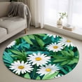 thumbnail image 1 of Area Rug 48in, Spring Farm Daisy Flowers Floor Carpet Living Room Rug, Watercolor Floral Green Leaves Non-Slip Welcome Mat Indoor Rugs for Bedroom Dining Room, 1 of 9