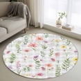 thumbnail image 1 of Area Rug 48in, Spring Pink Yellow Purple Flowers Floor Carpet Living Room Rug, White Gray Plaid Non-Slip Welcome Mat Indoor Rugs for Bedroom Dining Room, 1 of 9