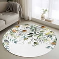 thumbnail image 1 of Area Rug 48in, Spring Watercolor Daisy Flower Floor Carpet Living Room Rug, Botanical Leaves on White Non-Slip Welcome Mat Indoor Rugs for Bedroom Dining Room, 1 of 9