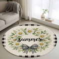 thumbnail image 1 of Area Rug 48in, Summer Words Farm Daisy Flowers Floor Carpet Living Room Rug, Black White Butterflies Non-Slip Welcome Mat Indoor Rugs for Bedroom Dining Room, 1 of 9