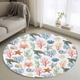 thumbnail image 1 of Area Rug 48in, Underwater Ocean Coral Starfish Floor Carpet Living Room Rug, Sea Turtle Shell Conch Pearl Non-Slip Welcome Mat Indoor Rugs for Bedroom Dining Room, 1 of 9