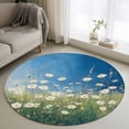 thumbnail image 1 of Area Rug 48in, Watercolor Wildflower Flower Leaves Floor Carpet Living Room Rug, Oil Painting Art Non-Slip Welcome Mat Indoor Rugs for Bedroom Dining Room, 1 of 9