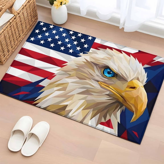 Area Rug 4th of July Patriotic Eagle Rectangle Area Rugs Washable Rug for Living Room Bedroom Dining Room, 250th Anniversary American Flag Soft Non-slip Floor Carpet 2x3ft