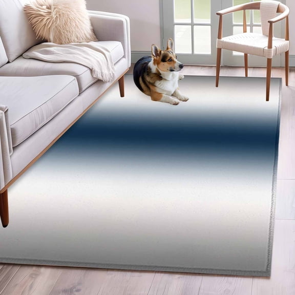 Area Rug 4x6 Ft, Gray Navy Blue Non Slip Area Rugs for Bedroom, Modern Gradient Geometric Washable Low Pile Indoor Throw Carpet for Home Office Study Room Dining Room Nursery