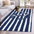 thumbnail image 1 of Area Rug 4x6 Ft, Navy Blue Anchor Nautical Non Slip Area Rugs for Bedroom, Navy Blue Striped Farmhouse Washable Low Pile Indoor Throw Carpet for Home Office Study Room Dining Room Nursery, 1 of 9