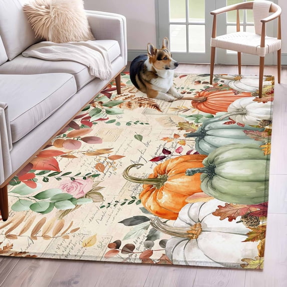 Area Rug 4x6 Ft, Orange Green Pumpkin Fall Non Slip Area Rugs for ...