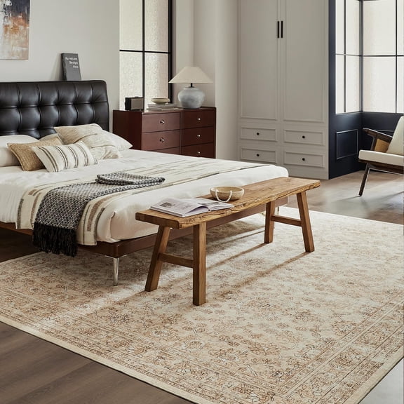 Area Rug 4x6 Non Slip Polyester Carpet Washable Floral Rug Pet & Kid Friendly Area Rug Foldable Boho Indoor Outdoor Rug Foldable Soft Area Rug for Living Room, Bedroom, Kitchen