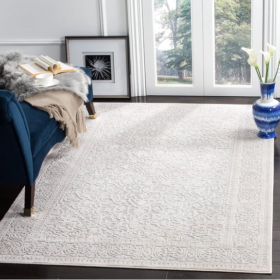 Area Rug 4x6 - Reflection Collection - Light Grey & Cream, Non-Shedding & Easy Cleaning, Ideal for Entryway, Living Room, Bedroom (RFT670C)