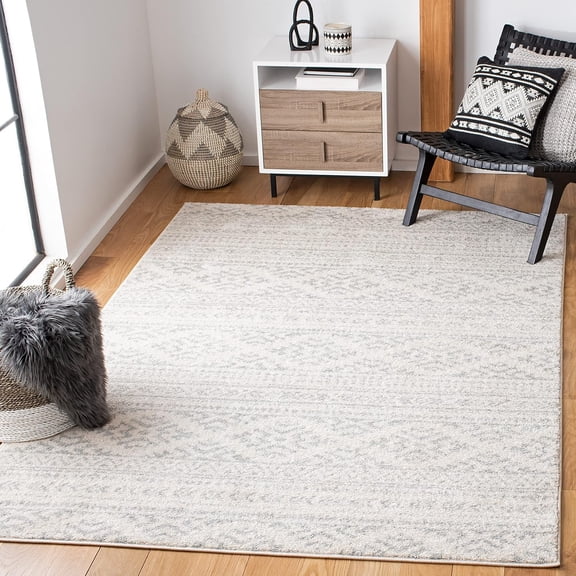 Area Rug 4x6 - Tulum Collection - Ivory & Light Grey, Moroccan Boho Tribal Design, Non-Shedding & Easy to Clean, Ideal for Living Room, Bedroom, Dining Space (TUL272G)
