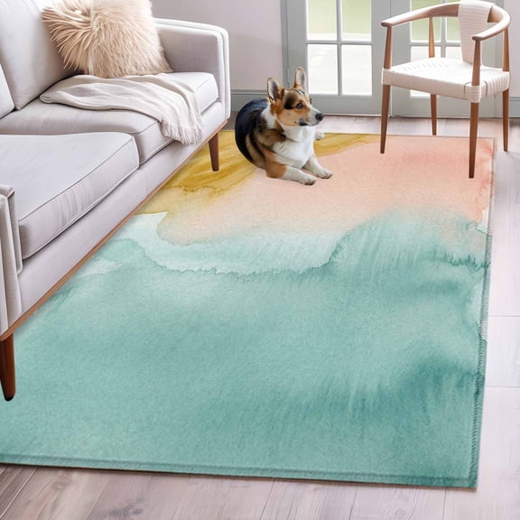 Area Rug 4x6ft, Abstract Desert Mountains Washable Rugs for Living Room Bedroom, Modern Minimalist Art Soft Non-slip Area Rugs Rectangle Floor Carpet for Dining Room
