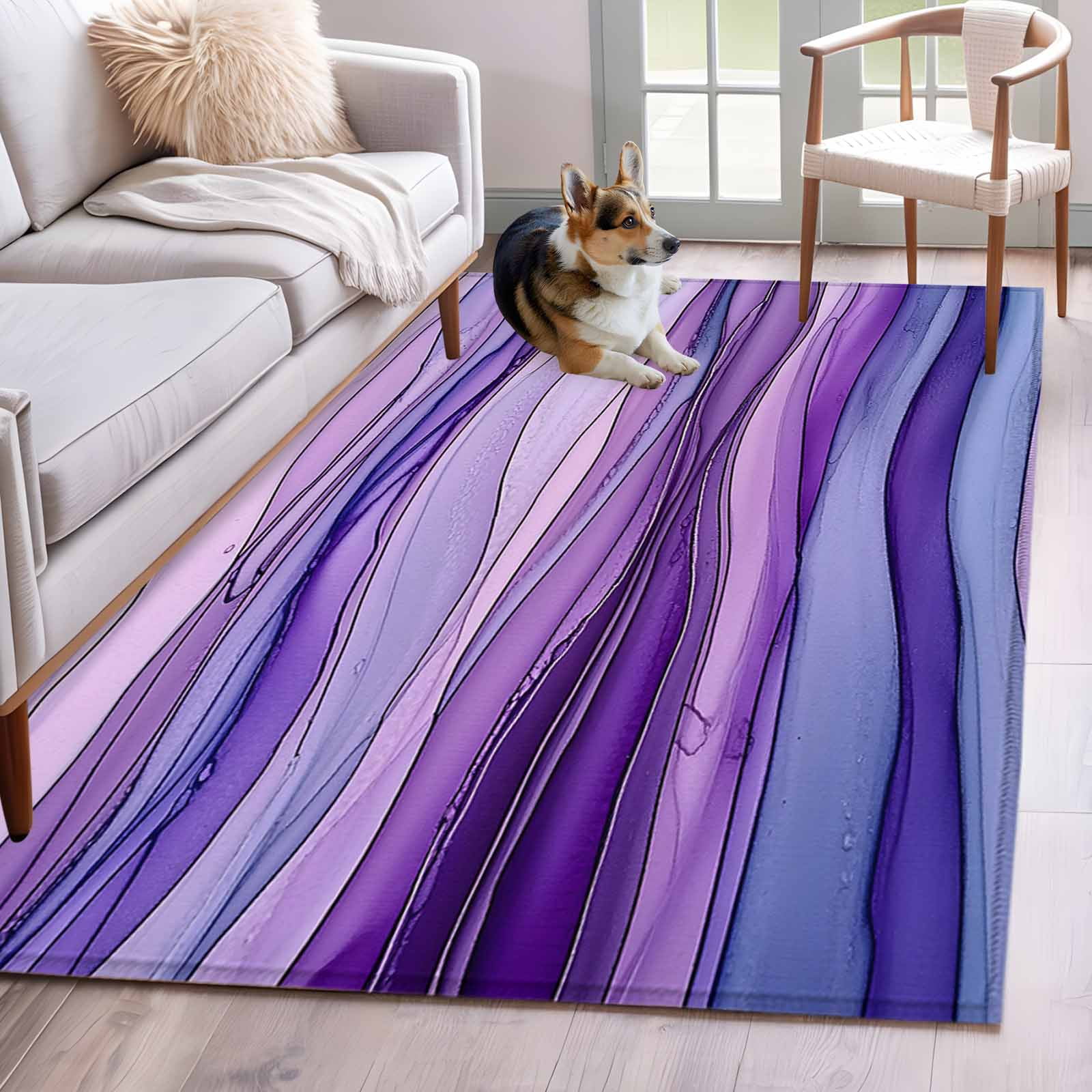 Area Rug 4x6ft, Abstract Minimalist Stripe Art Washable Rugs for Living ...